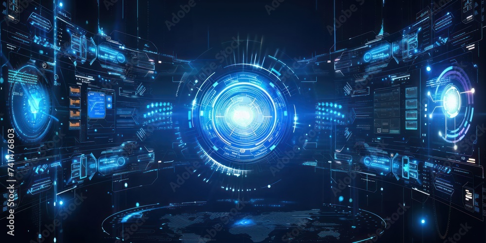 Poster realm of cutting edge digital technology background is stunning amalgamation of abstract concepts an