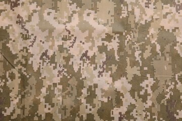 Texture of camouflage fabric as background, top view