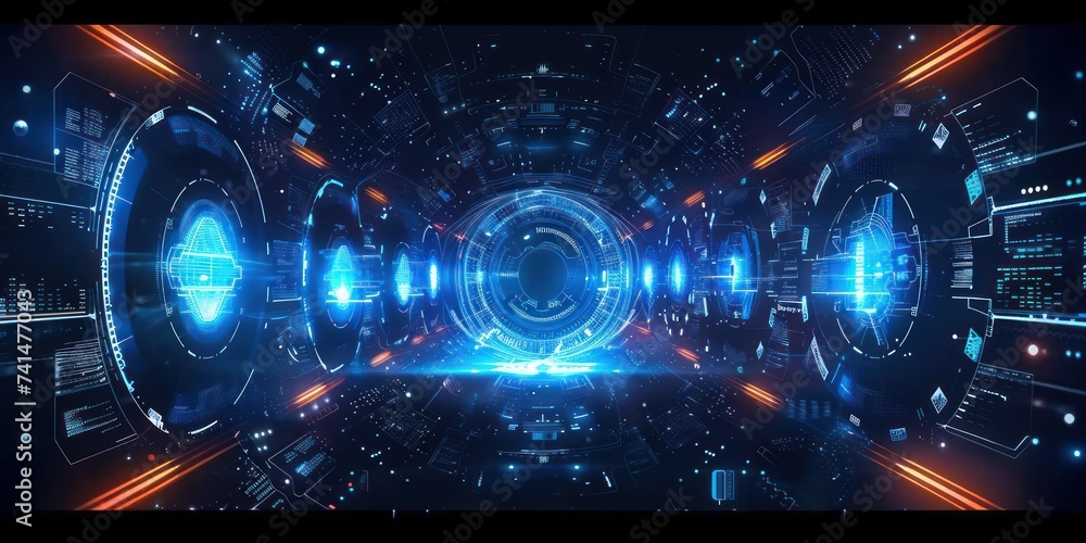 Poster realm of cutting edge digital technology background is stunning amalgamation of abstract concepts an