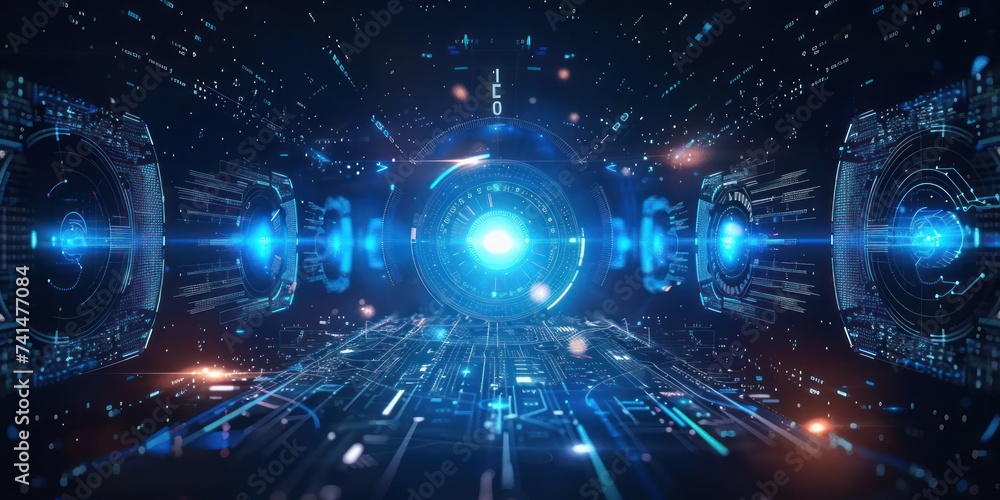 Poster realm of cutting edge digital technology background is stunning amalgamation of abstract concepts an