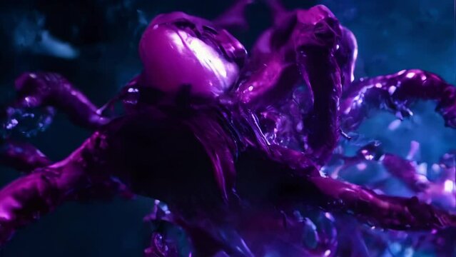 Alien cyborg octopus mutilation morph, abstract animation