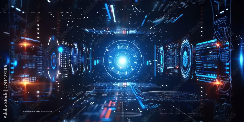 Poster realm of cutting edge digital technology background is stunning amalgamation of abstract concepts an