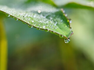 water drops on a leaf