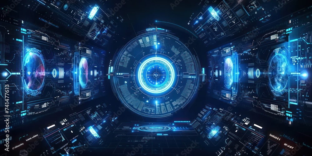 Poster realm of cutting edge digital technology background is stunning amalgamation of abstract concepts an