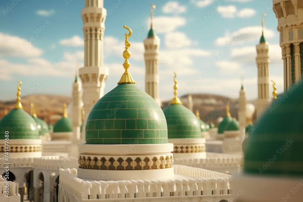 Aufkleber Close up of a building with green domes. Ideal for architectural projects
