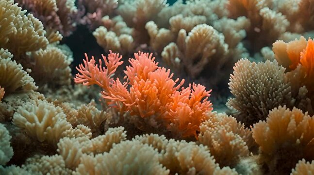 Colorful life on underwater sea coral reef 