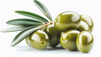 olives isolated on white background - obrazy, fototapety, plakaty