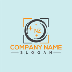 Minimal Initial NZ Logo Design with Handwriting Style Vector and Illustration