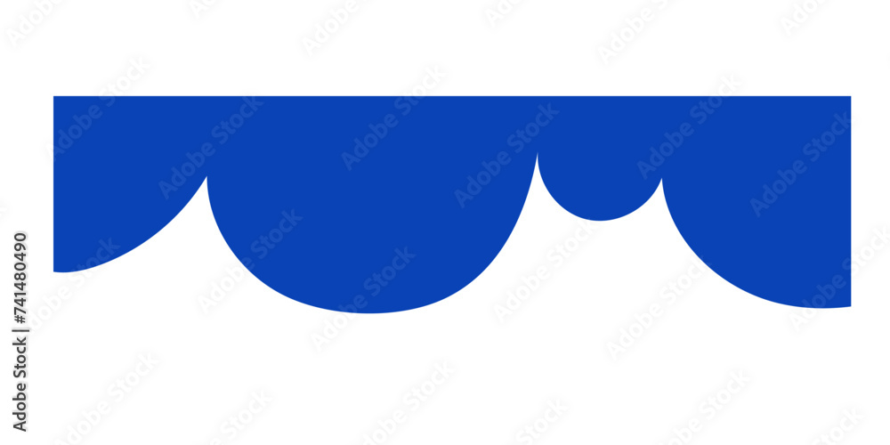 Wall mural separator blue shape for website. curve lines frame for top page isolated on white