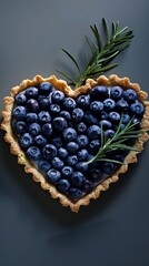 Yummy heart pie with blueberries . High resolution