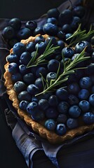 Yummy heart pie with blueberries . High resolution