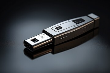 A USB drive sitting on a table. Perfect for technology concepts