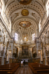 Fototapeta na wymiar Interior of Church of Sant Orsola dei Negri in Palermo, Sicily, Italy