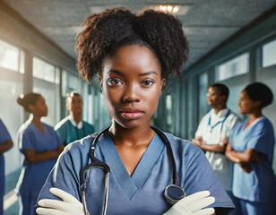 Obraz premium Resilient Nurse: Fighting for Gender Equality