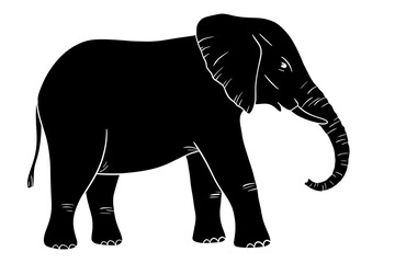 Elephant glyph silhouette isolated on white background. Vector illustration