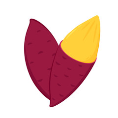Sweet potato. Organic healthy vegetable. Fresh natural root. Made in vector cartoon flat style. Roasted sweet potato. Japanese Sweet potato.