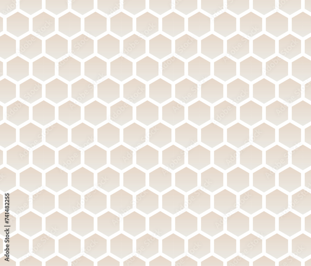 Poster beige minimalistic vector seamless pattern with beige hexagons. geometric design.