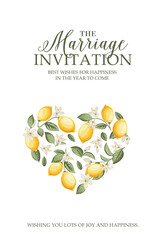 Wedding invitation. Lemon illustration. hand-drawn frame. - 741483657