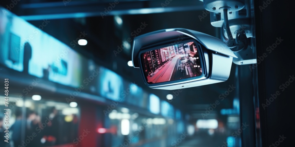 Poster security camera attached to building. ideal for surveillance concepts