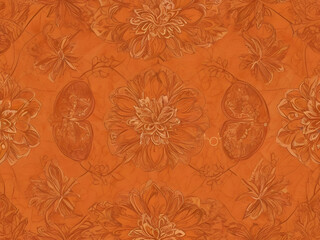 batik background with the dominant color orange