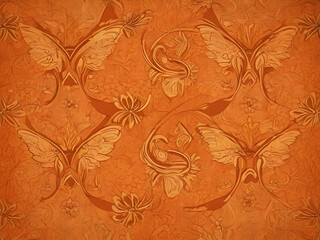 batik background with the dominant color orange