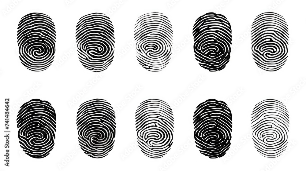 Poster different shapes and sizes of fingerprints for identification purposes