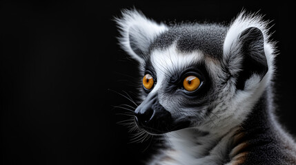 Portrait of a Lemur Catta copy space, generative ai