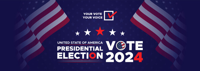 Presidential election day in the United States. Vote 2024. Election 2024 USA. Political election campaign banner. background, post, Banner, card, and poster design with Vote Day on November 5 US
