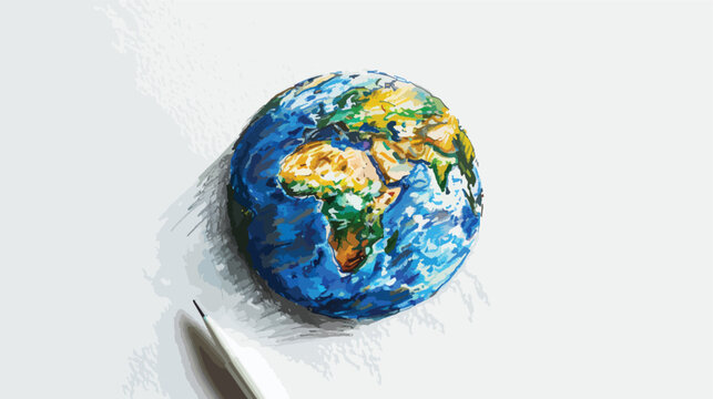 Hand drawn earth on white