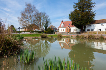 Fototapeta na wymiar Village Pond and Green in Ashley Suffolk