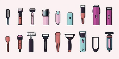 Collection of various types of hair brushes for different styling needs. Ideal for beauty and salon concepts