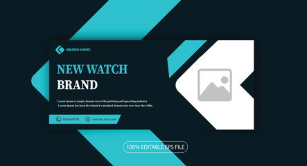 New smart watch clock facebook cover photo web banner design template 