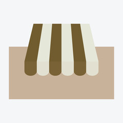 Realistic shop awning tents set. Outdoor market canopy roof for cafe, store front and shop. Tent sunshade for window, colored striped roof isolated. vector Illustration. Eps file 478.