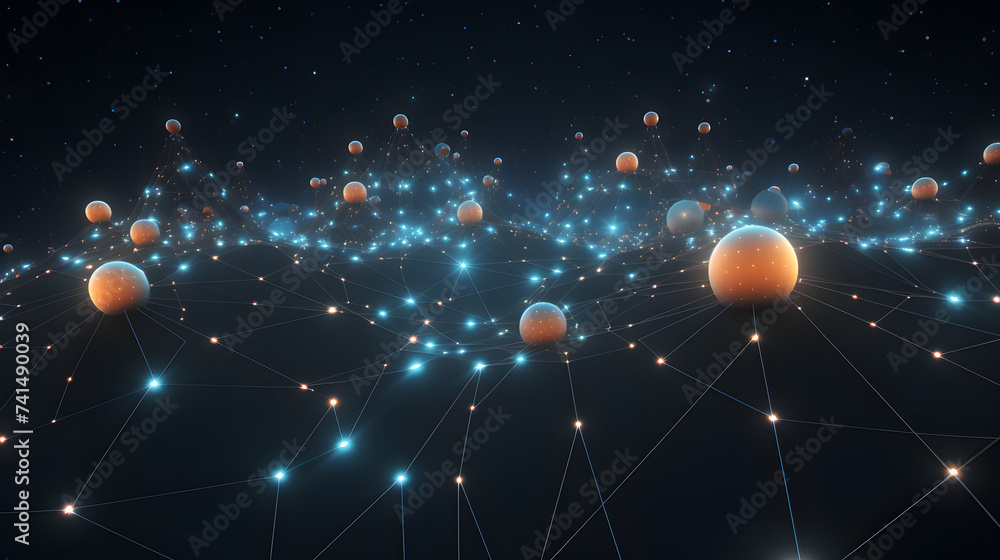 Poster polkadot dot orbs connecting across parallel universes