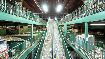 Close-up shots capturing the meticulous process of waste sorting at recycling centers