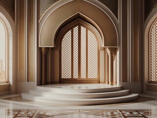 islamic ramadan podium with arabic style made with Generative AI