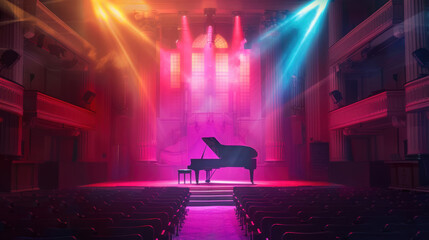 Color and light of concert hall.