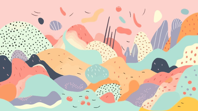 Cartoon ocean depth flora wallpaper screen background in cute pastel colors © HellSong