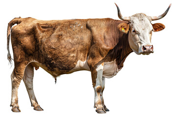 Brown and White Cow  on Isolated Background