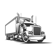 Angled truck illustration. Stamp style.