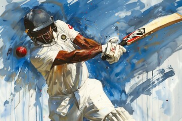 cricket player hitting the ball illustration for Indian Premier League