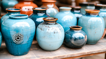 Close-up of upcycled glass bottles turned into unique decor items