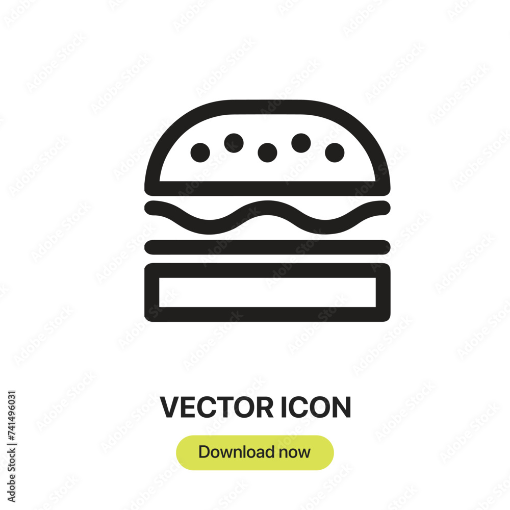 Poster burger icon vector. linear-style sign for mobile concept and web design. burger symbol illustration.