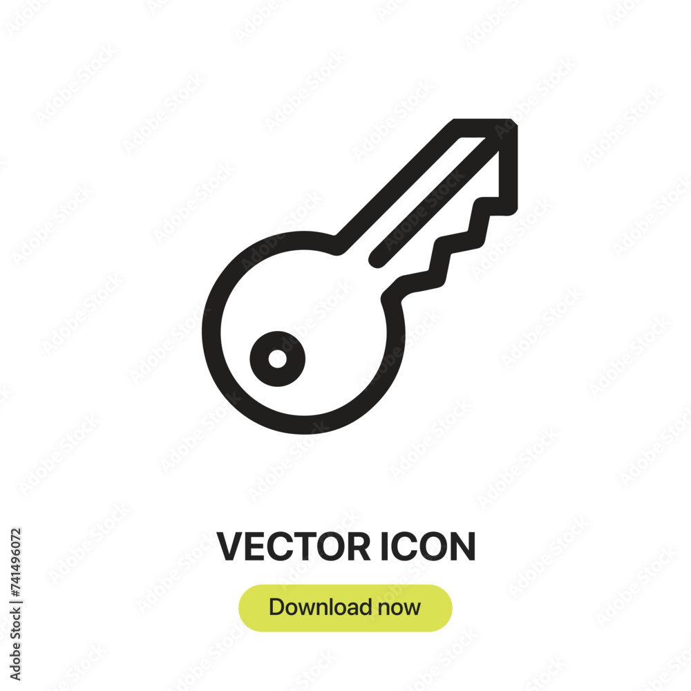 Poster key icon vector. linear-style sign for mobile concept and web design. key symbol illustration. pixel
