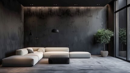 modern living room interior, decoration room, empty dark pastel color wall background
