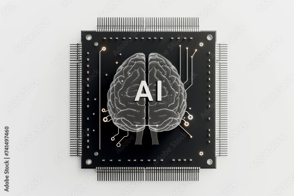 Aufkleber ai brain chip arm architecture. artificial intelligence data integration mind pipelined processor ax