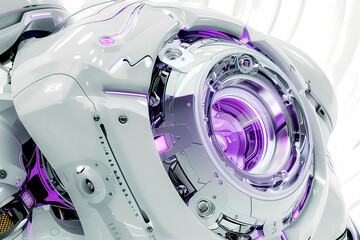 Detailed view of futuristic robot's optical sensory equipment