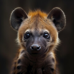 Captivating portrait of a young hyena gazing intently