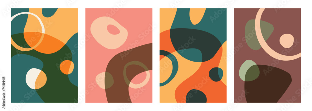 Fototapete set of abstract backgrounds with various hand drawn dynamic shapes for creative graphic design. vect