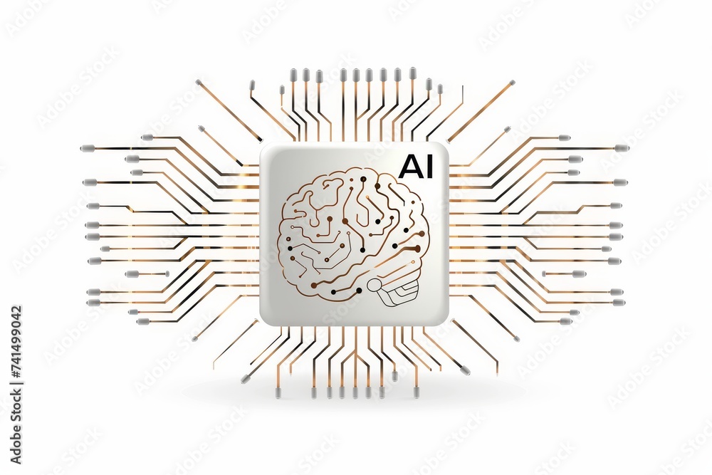 Aufkleber ai brain chip hippocampal subfields. artificial intelligence logo design mind external monitor axon.